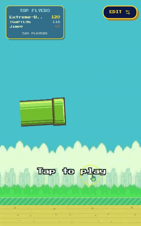 Pipe gameplay — a custom flappy bird game made in Flappy Lab
